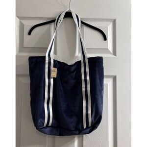 Victoria's Secret PINK Navy Blue Ribbed Soft Velour Large Tote Bag New